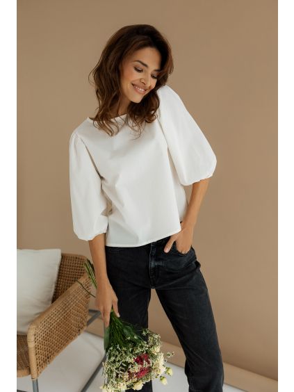 Popelínový top Fleur krémová